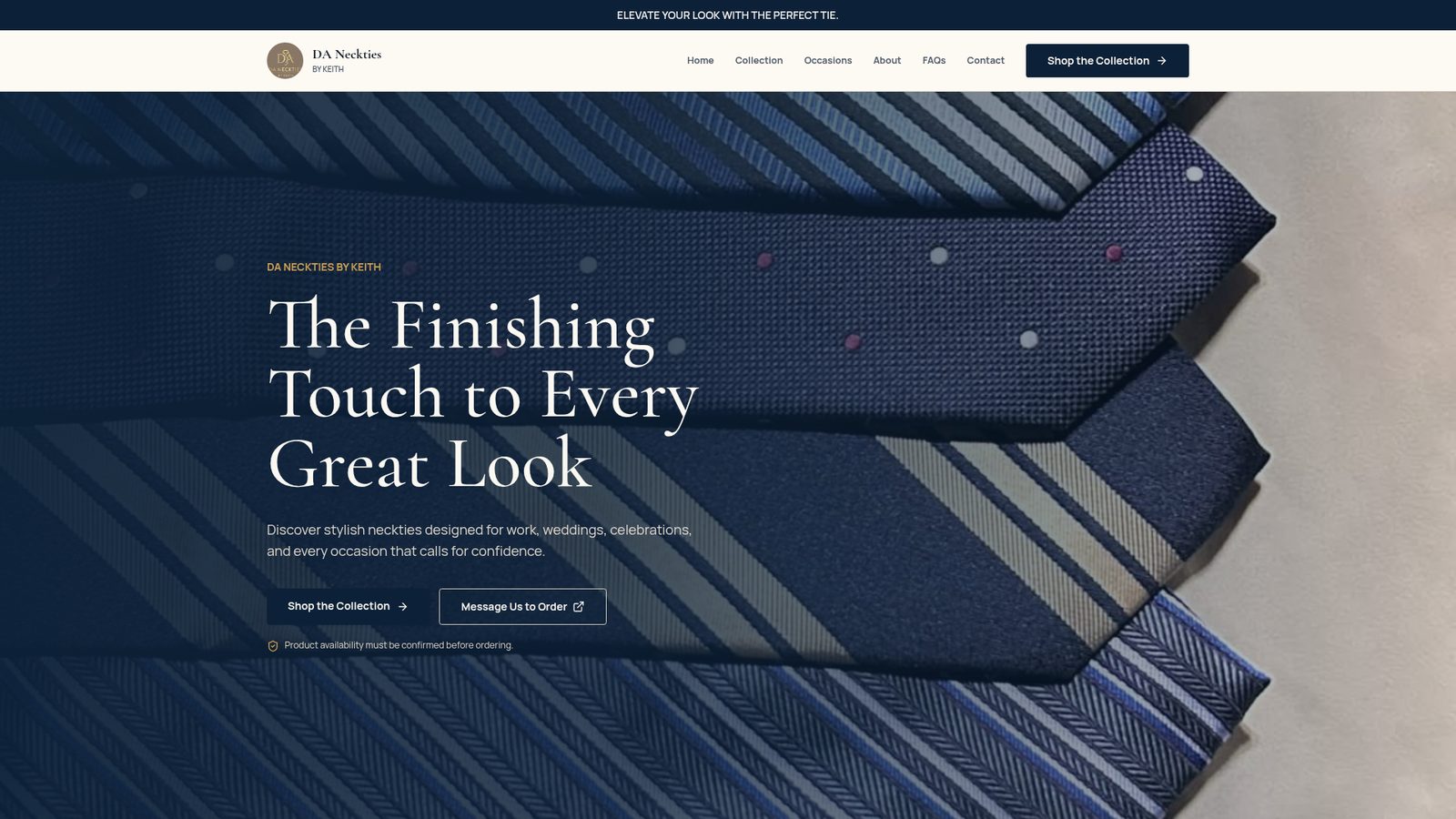 DA Neckties by Keith website homepage